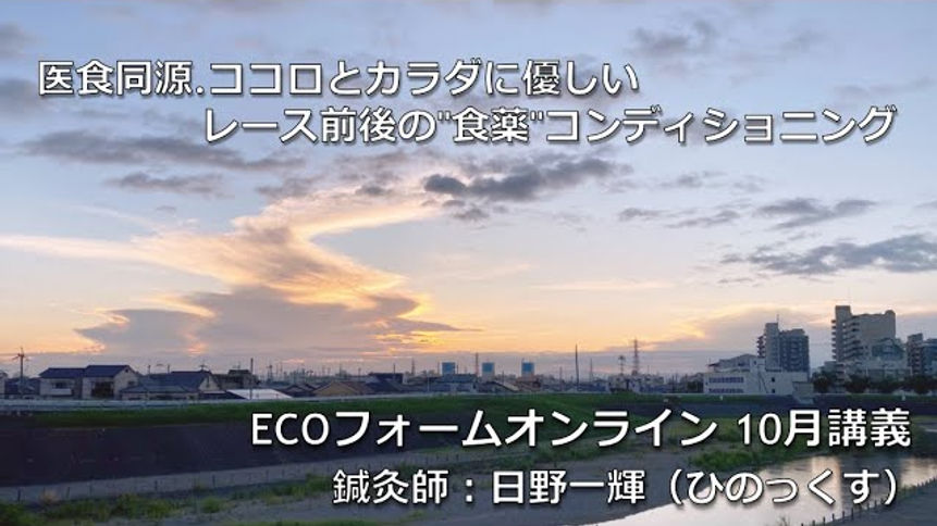 2024年10月【東洋療法アプローチオンライン】日野一輝コーチ/『医食同源. ココロとカラダに優しいレース前後の"食薬"コンディショニング』